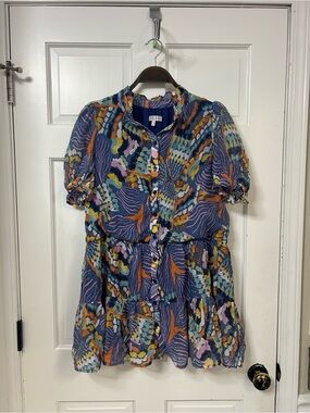 TCEC Blue Multicolor Printed Dress